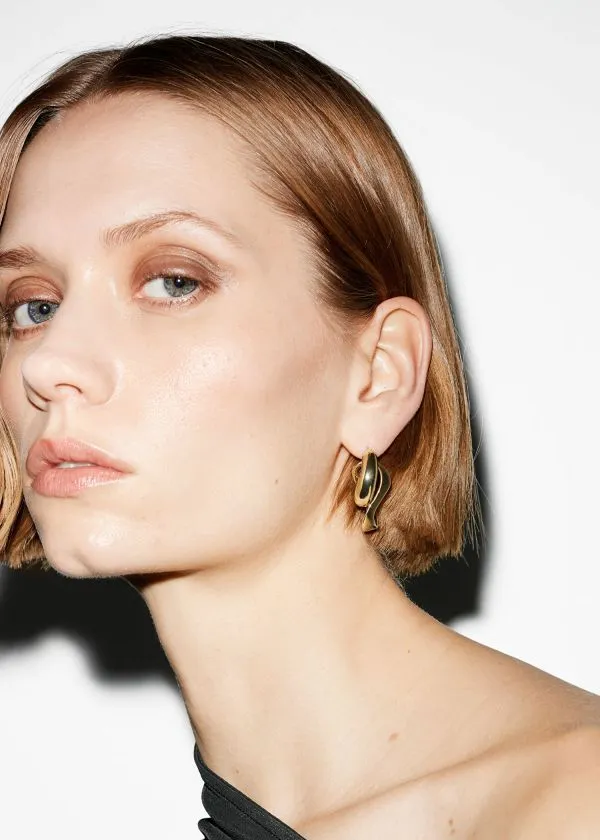 and Other Stories 18Karat Gold Plated Sculptural Hoops Gold Women Earrings