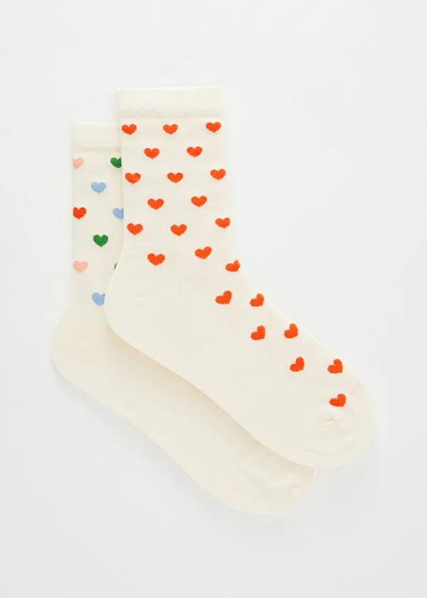 and Other Stories 2Pack Heart Socks White Women Socks and Tights