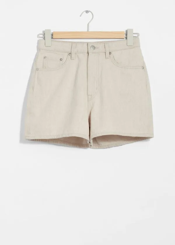 and Other Stories 5Pocket Denim Shorts Light Beige Women Trousers
