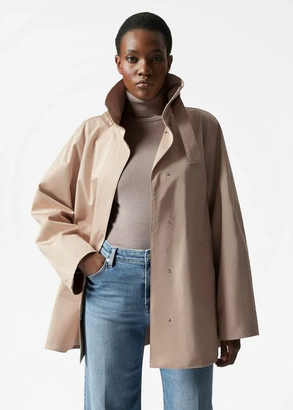 and Other Stories Aline FunnelNeck Jacket Beige Women Jackets and Coats