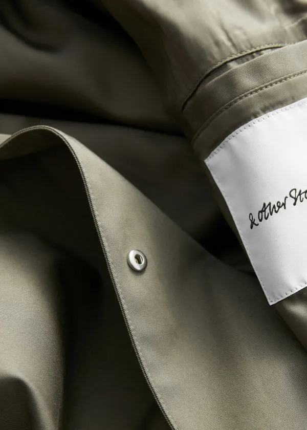 and Other Stories Aline FunnelNeck Jacket Khaki Green Women Jackets and Coats