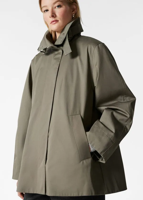 and Other Stories Aline FunnelNeck Jacket Khaki Green Women Jackets and Coats