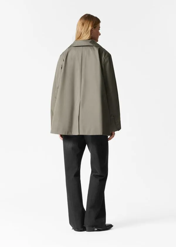 and Other Stories Aline FunnelNeck Jacket Khaki Green Women Jackets and Coats