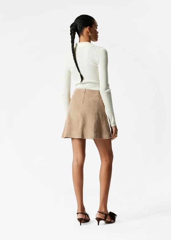and Other Stories ALine Leather Mini Skirt Beige Women Skirts