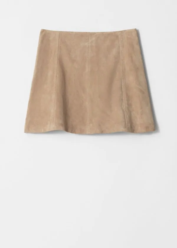and Other Stories ALine Leather Mini Skirt Beige Women Skirts