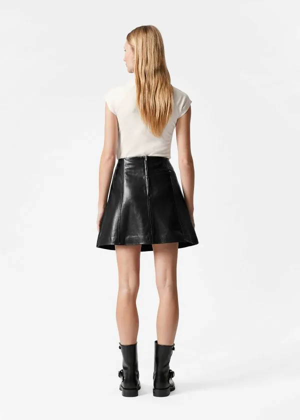 and Other Stories ALine Leather Mini Skirt Black Women Skirts