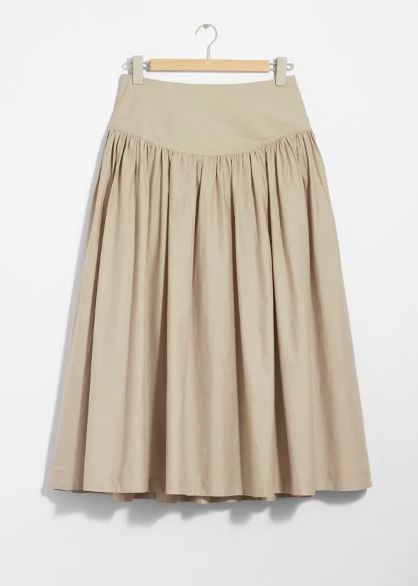 and Other Stories ALine Midi Skirt Beige Women Skirts