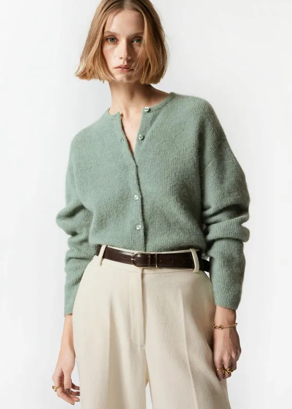 and Other Stories AlpacaBlend Knitted Cardigan Green Women Knitwear