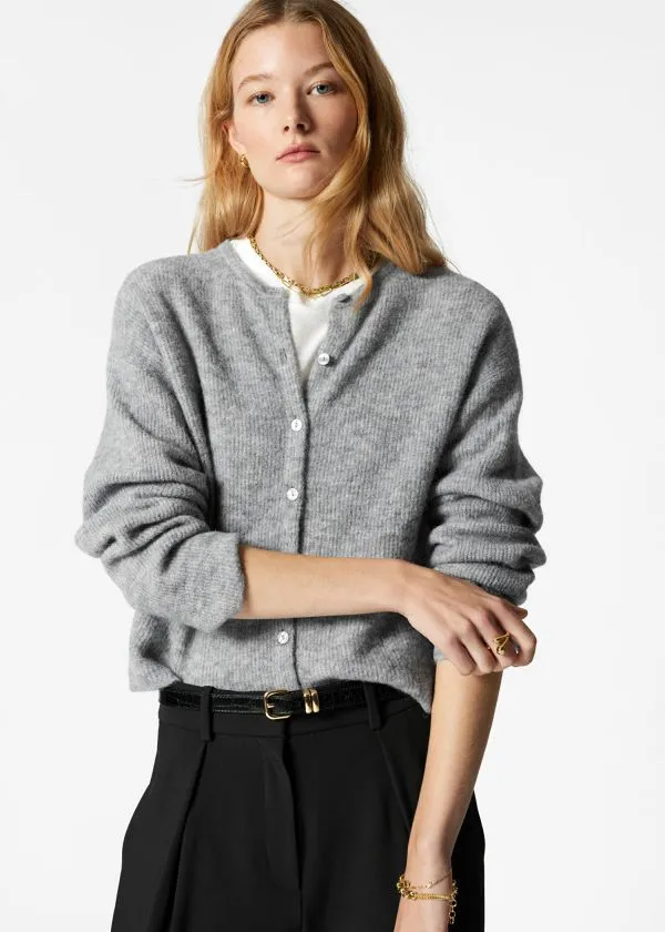 and Other Stories AlpacaBlend Knitted Cardigan Grey Women Knitwear