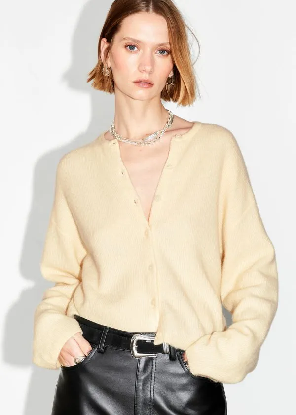 and Other Stories AlpacaBlend Knitted Cardigan Yellow Women Knitwear