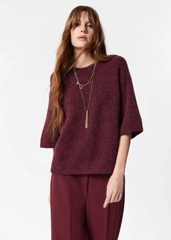 and Other Stories AlpacaBlend Knitted Top Burgundy Women Knitwear