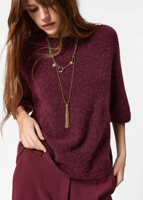 and Other Stories AlpacaBlend Knitted Top Burgundy Women Knitwear