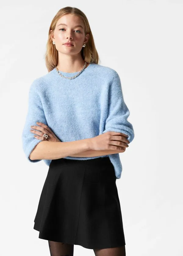 and Other Stories AlpacaBlend Knitted Top Light Blue Women Knitwear