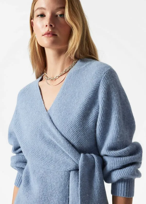 and Other Stories AlpacaBlend Knitted Wrap Cardigan Blue Women Knitwear