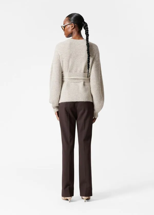 and Other Stories AlpacaBlend Knitted Wrap Cardigan Light Grey Women Knitwear