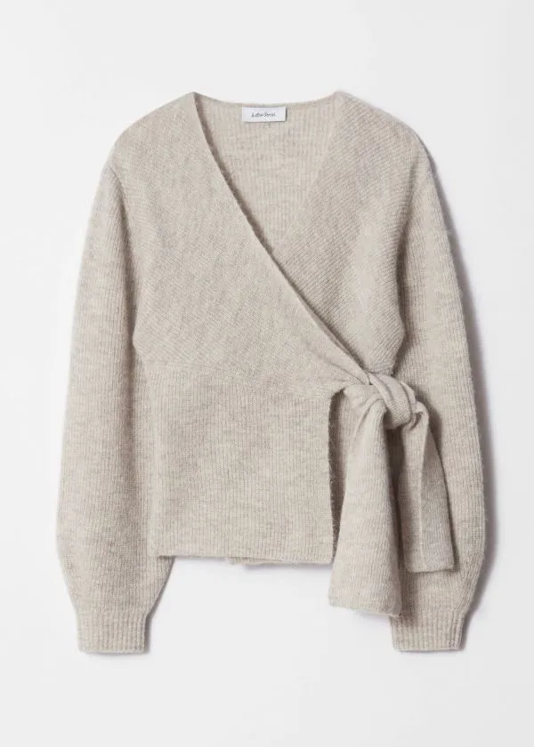 and Other Stories AlpacaBlend Knitted Wrap Cardigan Light Grey Women Knitwear