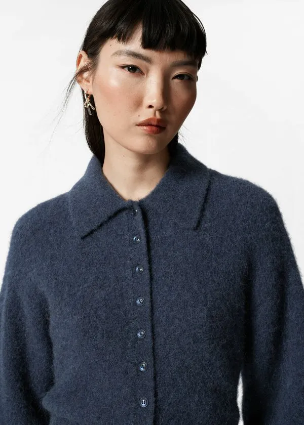 and Other Stories AlpacaBlend ShortSleeve Cardigan Dark Blue Women Knitwear