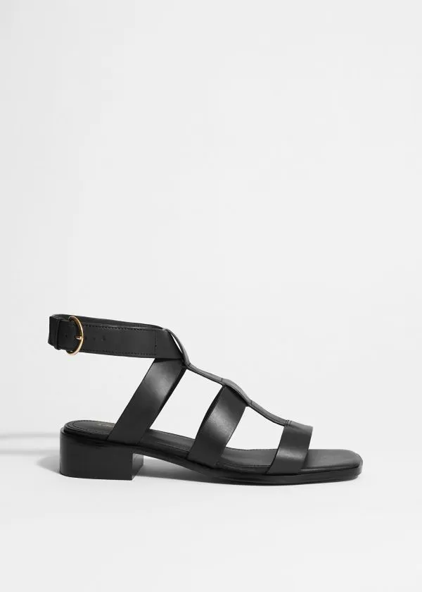 and Other Stories AnkleStrap Leather Sandals Black Women Sandals