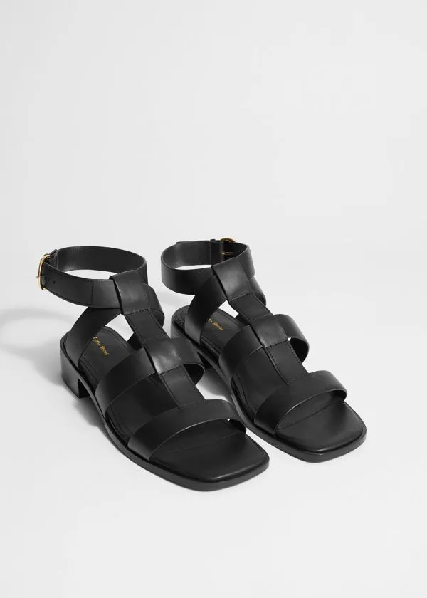 and Other Stories AnkleStrap Leather Sandals Black Women Sandals