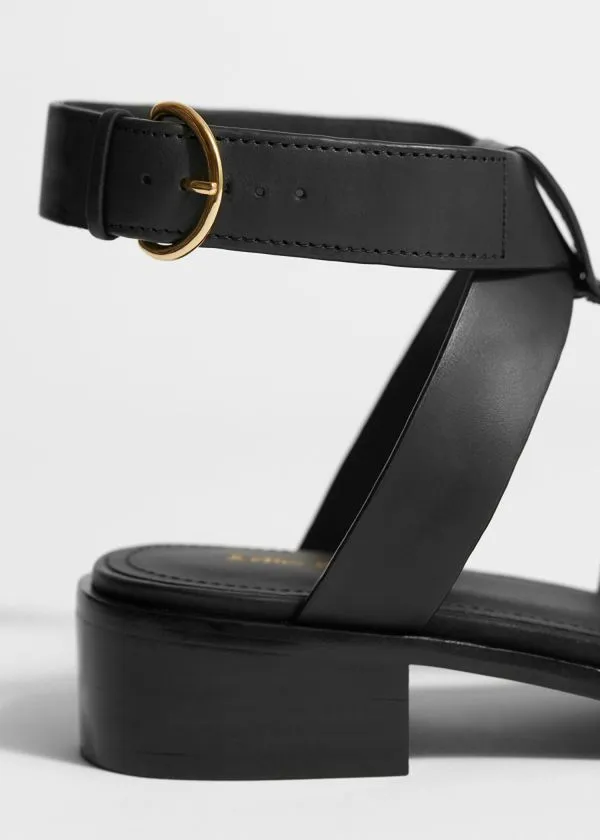 and Other Stories AnkleStrap Leather Sandals Black Women Sandals