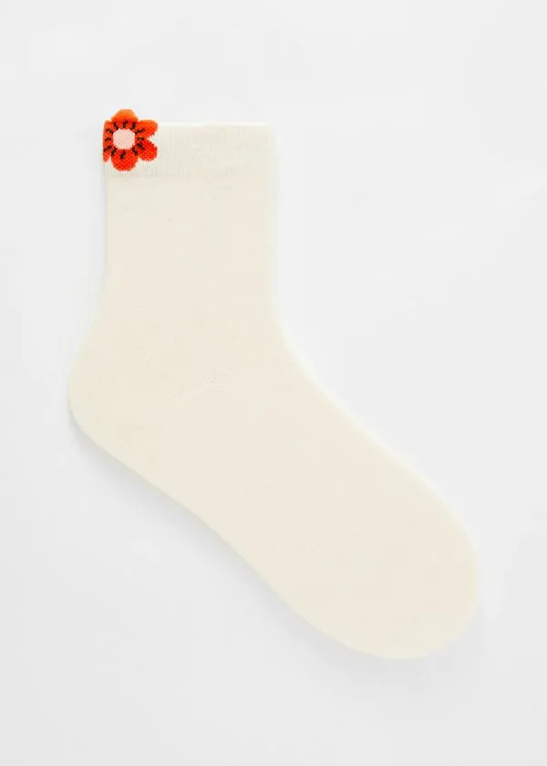 and Other Stories Appliqu Ankle Socks White Women Socks and Tights