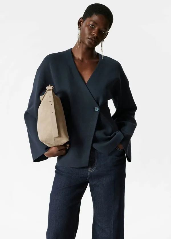 and Other Stories Asymmetric Cardigan Navy Women Knitwear
