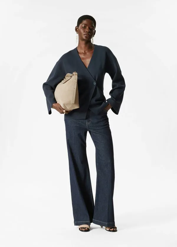 and Other Stories Asymmetric Cardigan Navy Women Knitwear