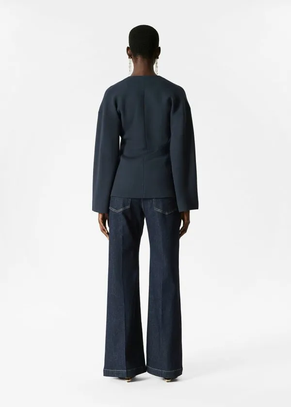 and Other Stories Asymmetric Cardigan Navy Women Knitwear