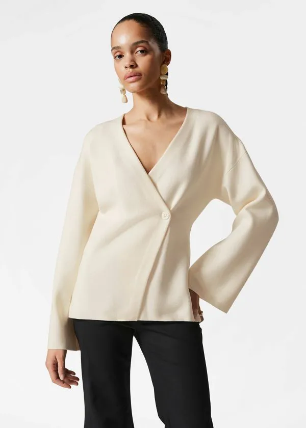 and Other Stories Asymmetric Cardigan White Women Knitwear