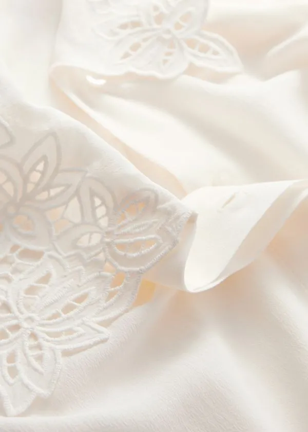 and Other Stories Asymmetric Collar Silk Blouse White Women Blouses and Shirts
