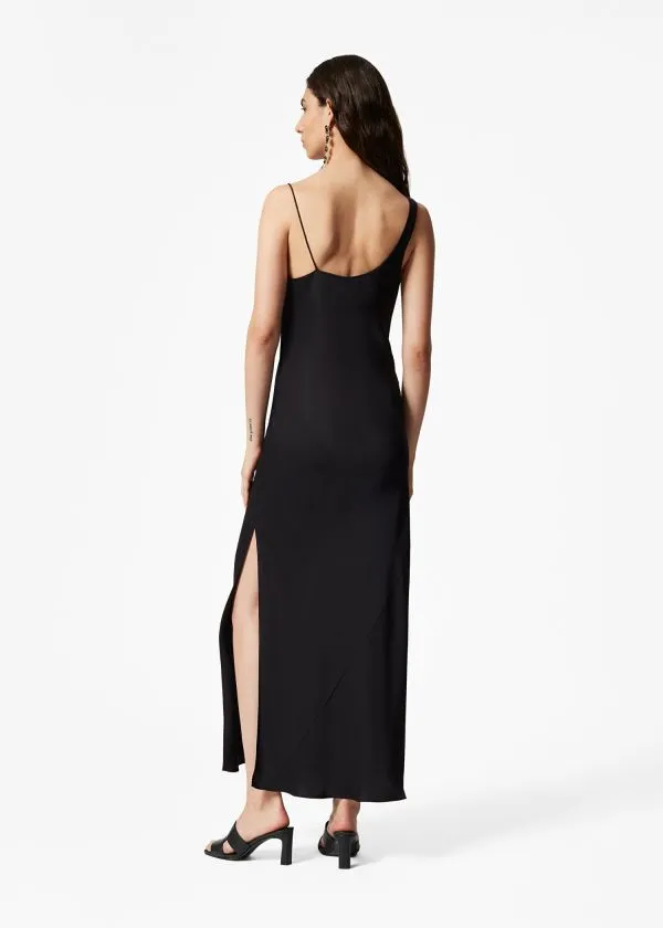 and Other Stories Asymmetric CowlNeck Midi Dress Black Women Dresses