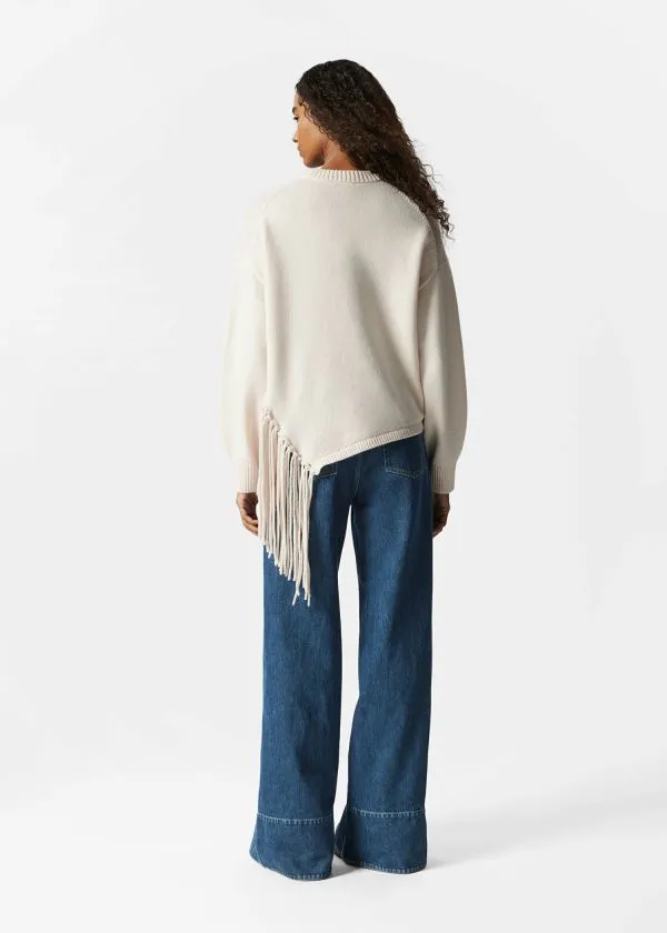 and Other Stories Asymmetric Fringe Sweater White Women Knitwear