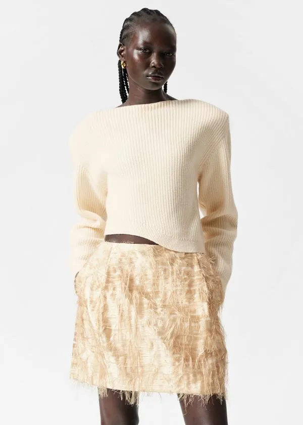 and Other Stories Asymmetric RibKnit Jumper White Women Knitwear