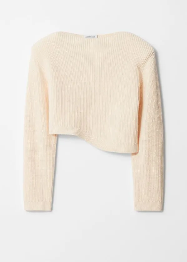 and Other Stories Asymmetric RibKnit Jumper White Women Knitwear and Other Stories Asymmetric RibKnit Jumper White Women Knitwear