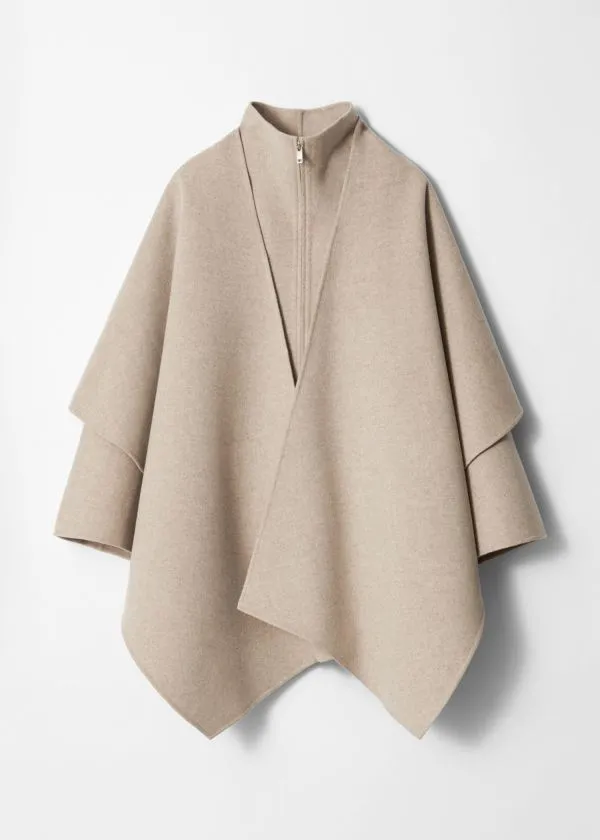 and Other Stories Asymmetric Wool Cape Beige Women Jackets and Coats and Other Stories Asymmetric Wool Cape Beige Women Jackets and Coats