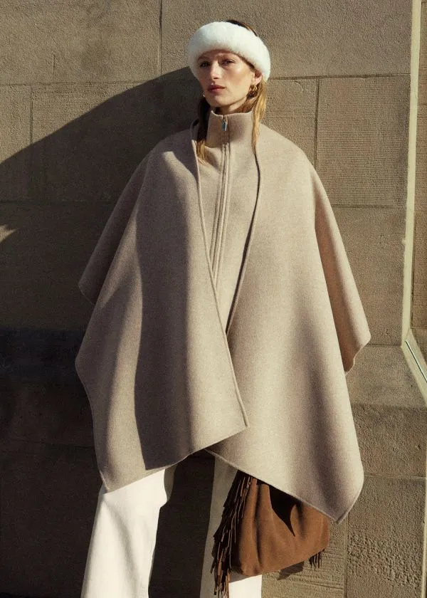 and Other Stories Asymmetric Wool Cape Beige Women Jackets and Coats and Other Stories Asymmetric Wool Cape Beige Women Jackets and Coats