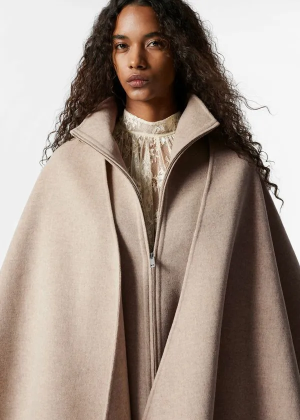 and Other Stories Asymmetric Wool Cape Beige Women Jackets and Coats and Other Stories Asymmetric Wool Cape Beige Women Jackets and Coats