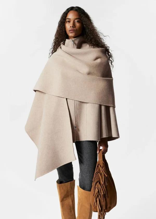 and Other Stories Asymmetric Wool Cape Beige Women Jackets and Coats and Other Stories Asymmetric Wool Cape Beige Women Jackets and Coats