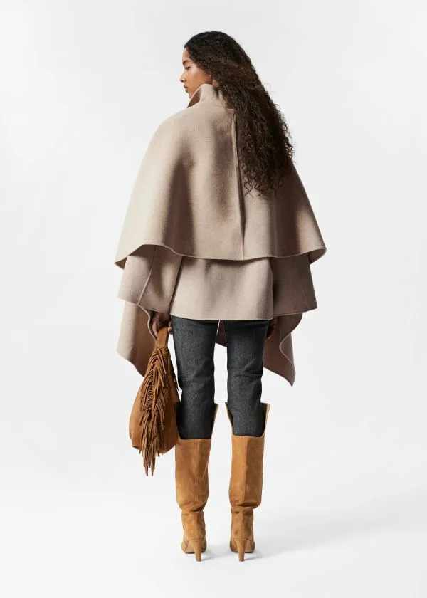 and Other Stories Asymmetric Wool Cape Beige Women Jackets and Coats and Other Stories Asymmetric Wool Cape Beige Women Jackets and Coats