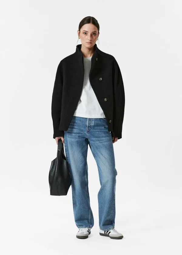 and Other Stories Asymmetric Wool Jacket Black Women Jackets and Coats