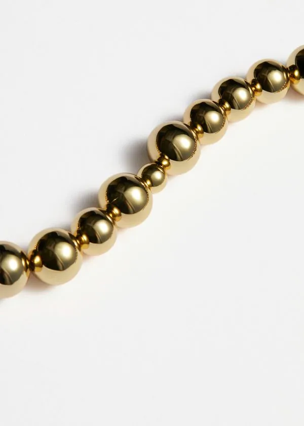 and Other Stories Asymmetrical Beaded Necklace Gold Women Necklaces