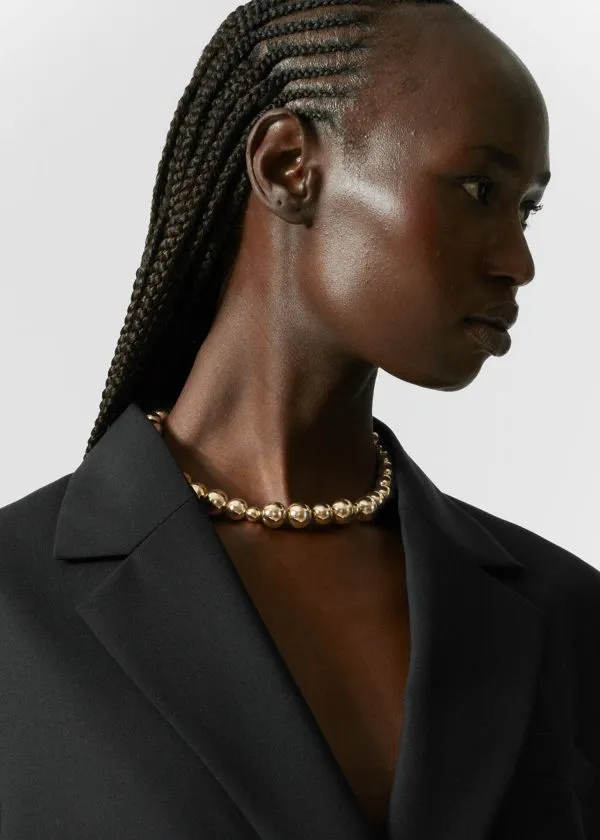 and Other Stories Asymmetrical Beaded Necklace Gold Women Necklaces
