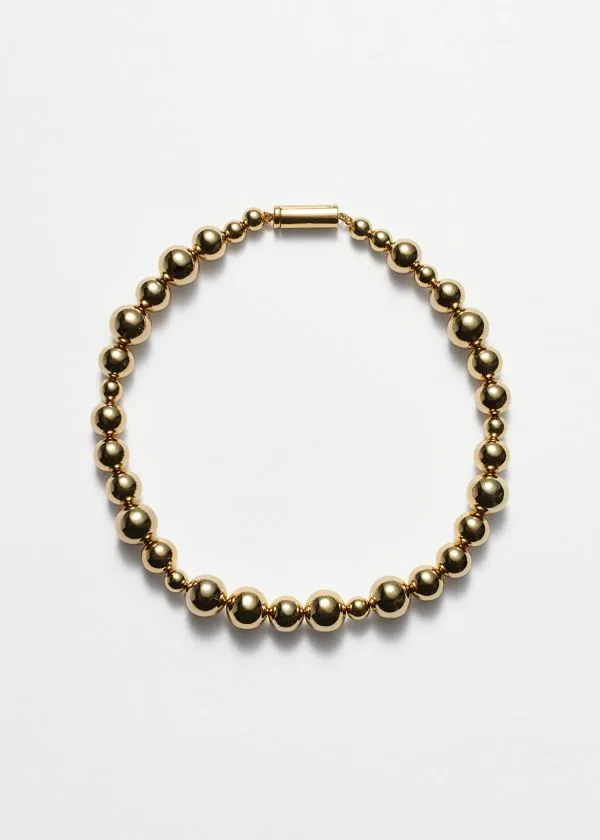 and Other Stories Asymmetrical Beaded Necklace Gold Women Necklaces