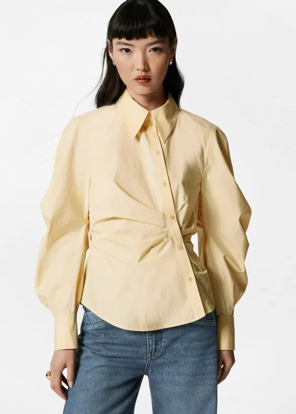 and Other Stories Asymmetrical Cotton Shirt Light Yellow Women Blouses and Shirts and Other Stories Asymmetrical Cotton Shirt Light Yellow Women Blouses and Shirts
