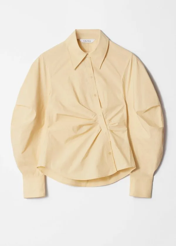 and Other Stories Asymmetrical Cotton Shirt Light Yellow Women Blouses and Shirts