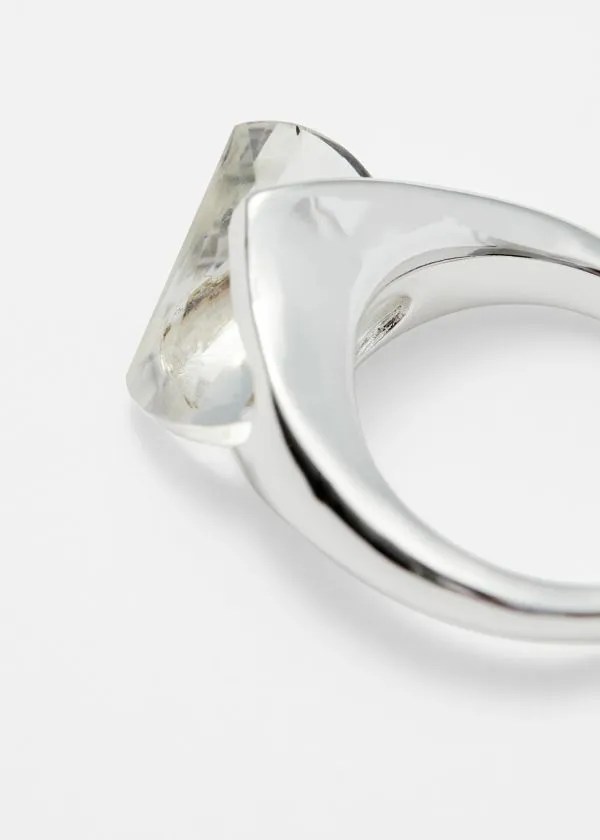 and Other Stories Asymmetrical Crystal Ring Silver Women Rings