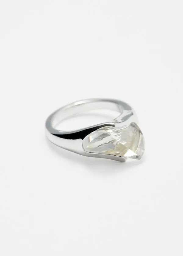 and Other Stories Asymmetrical Crystal Ring Silver Women Rings