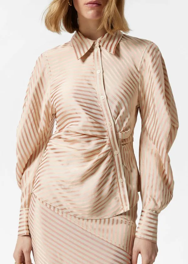 and Other Stories Asymmetrical Shirt Beigeandpink Women Blouses and Shirts