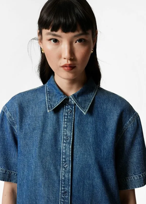 and Other Stories Asymmetrical TShirt Denim Dress Blue Women Dresses