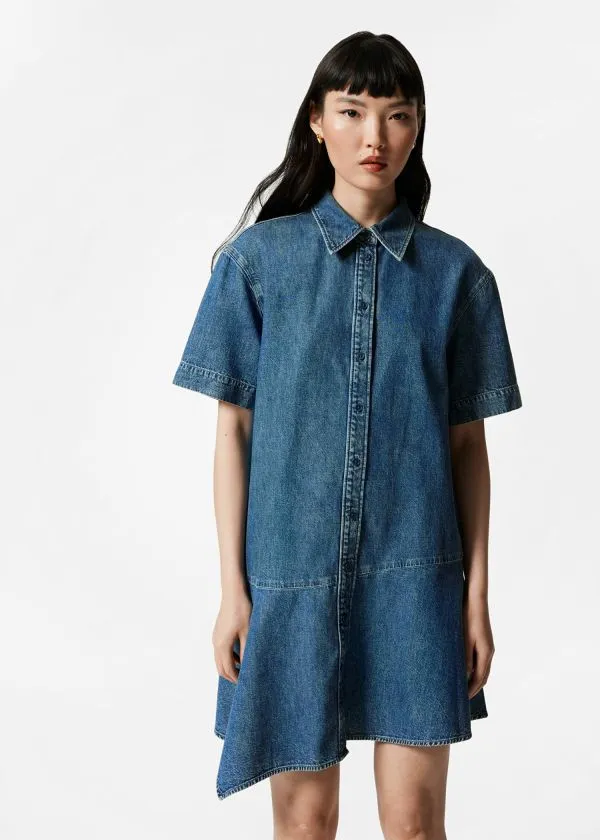 and Other Stories Asymmetrical TShirt Denim Dress Blue Women Dresses